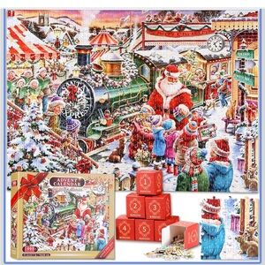 Advent Calendar Jigsaw Puzzle Santa Express 1008 Pieces Christmas Countdown NWT